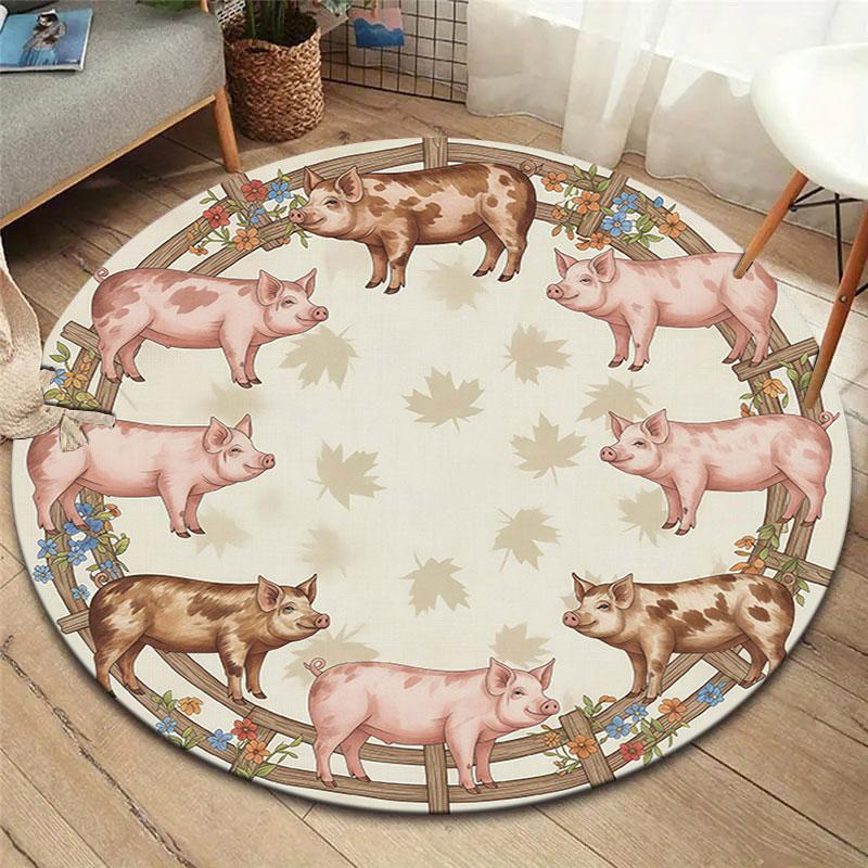 Farmanimals Round Area Rug,Carpet Rug for Living Room Bedroom Sofa Playroom Decor,Non slip Floor Mat