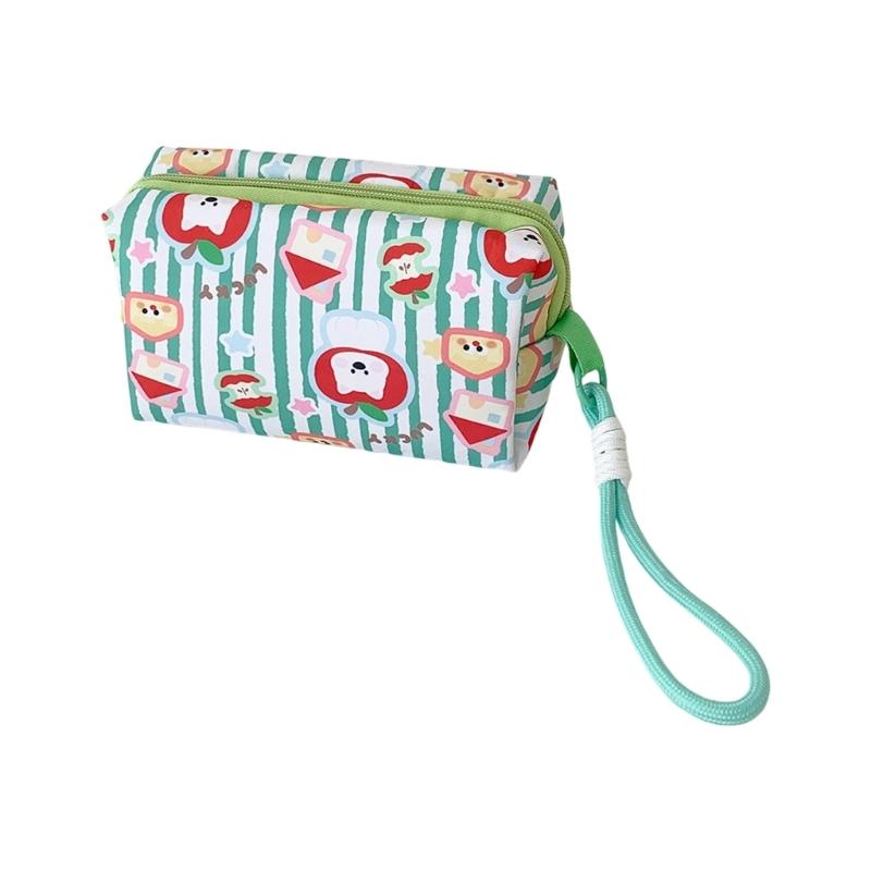 Creative Student Cosmetic Pouch With Cartoon Design Portable Hand Carry Water Resistant Polyester Makeup Organizers For Teens Women Daily Use