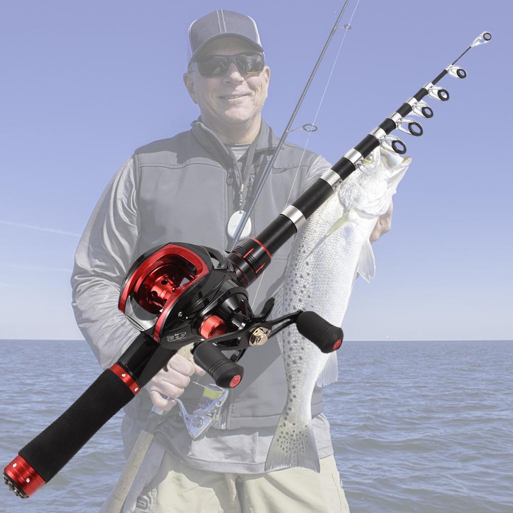 Wędka i kołowrotek Combo 2,4 m teleskopowa wędka z prawym kołowrotkiem castingowym