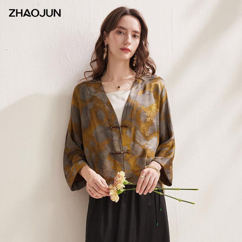 Zhaojun Women s New Chinese Style Jacquard Silk 3/4 Sleeve Jacket 2XL