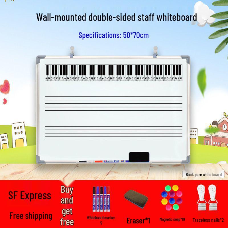 Dual-Sided Magnetic Music Staff Whiteboard - Wall-Mounted Teaching & Training Board