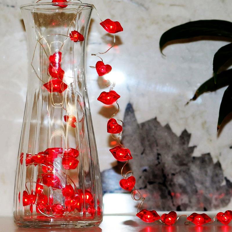 

1PC String Lights Home Decor LED Light Outdoor Heart Shape DIY Battery Powered 2M 20LED 2m