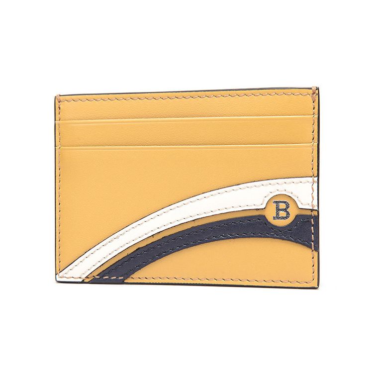 Bally Striped Leather Card Holder Men Accessories Gold BHAR-SS-32