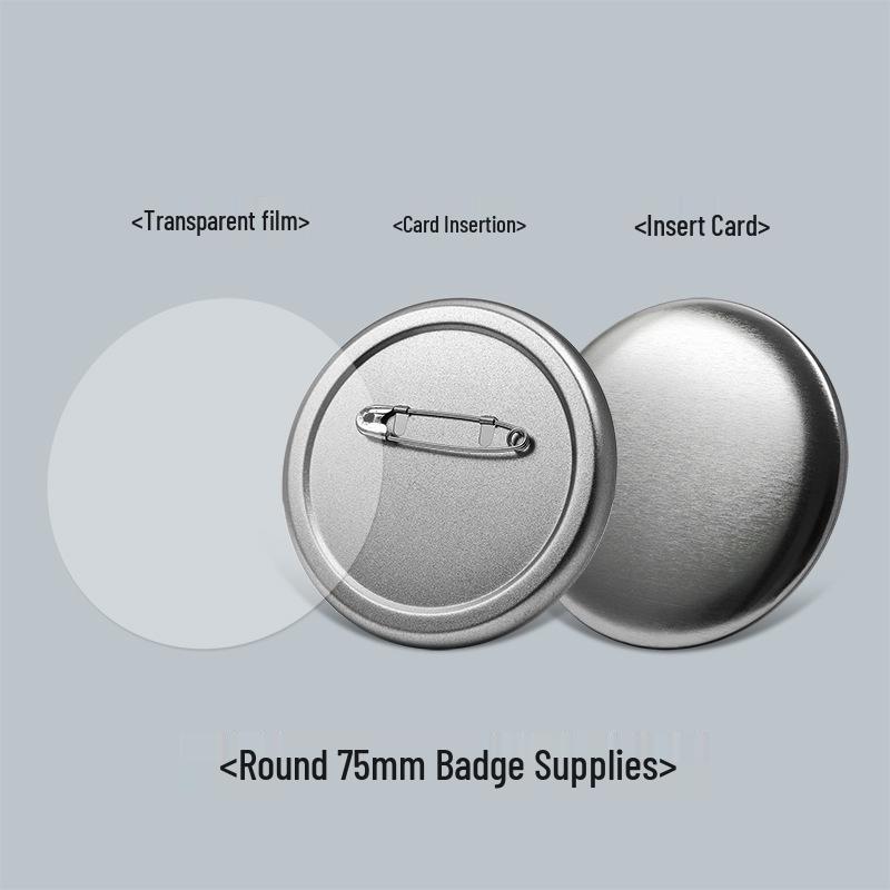 75mm 2D Metal Tin Pin-back Badge Base (Blank) - Japanese Design 75mm Round