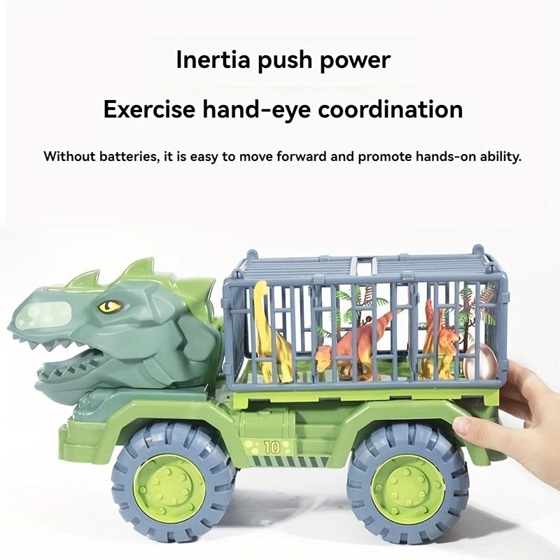 Youngsters's Large Dinosaur Transporter Toy T Rex Car, Unbreakable Youngsters's Toy Inertia Car, Car 1+3 Small Dinosaurs+1 Egg+1 Tree,Style Random
