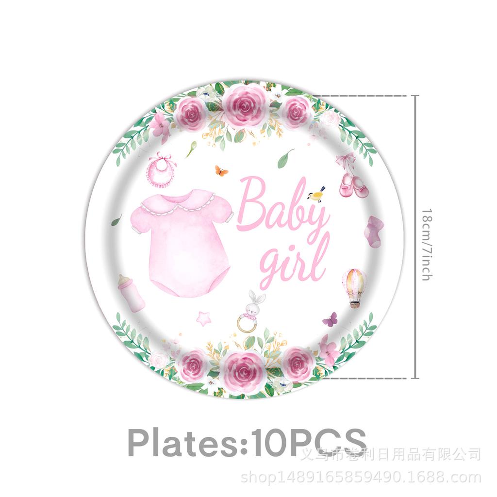 Rosa Taufe Themenparty Zubehör Babyparty Dekoration Party Geschirr Banner Tissue Arrangement Zubehör