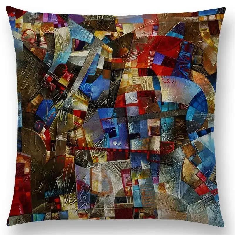 New Gorgeous Abstract Art Painting Mysterious Color Vortex Fantasy Geometry Retro Cushion Cover Car Sofa Throw Pillow Case