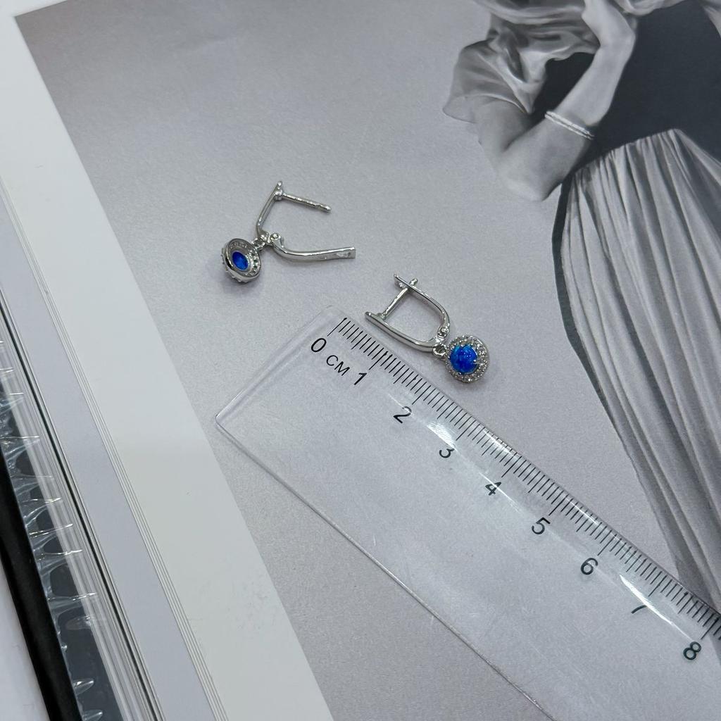 Silver Earrings with Opal 0.98ct, Cubic Zirconia (2170068)