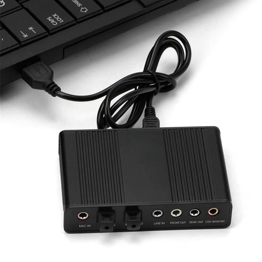 USB Sound Card 6 Channel 48kHz Sampling Rate Analog Play Recording External Sound Card for PC Laptop Computer