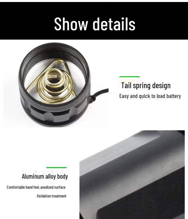 P50 Flashlight: Powerful LED, USB Rechargeable, Power Display, Zoom & Spotlight Functions