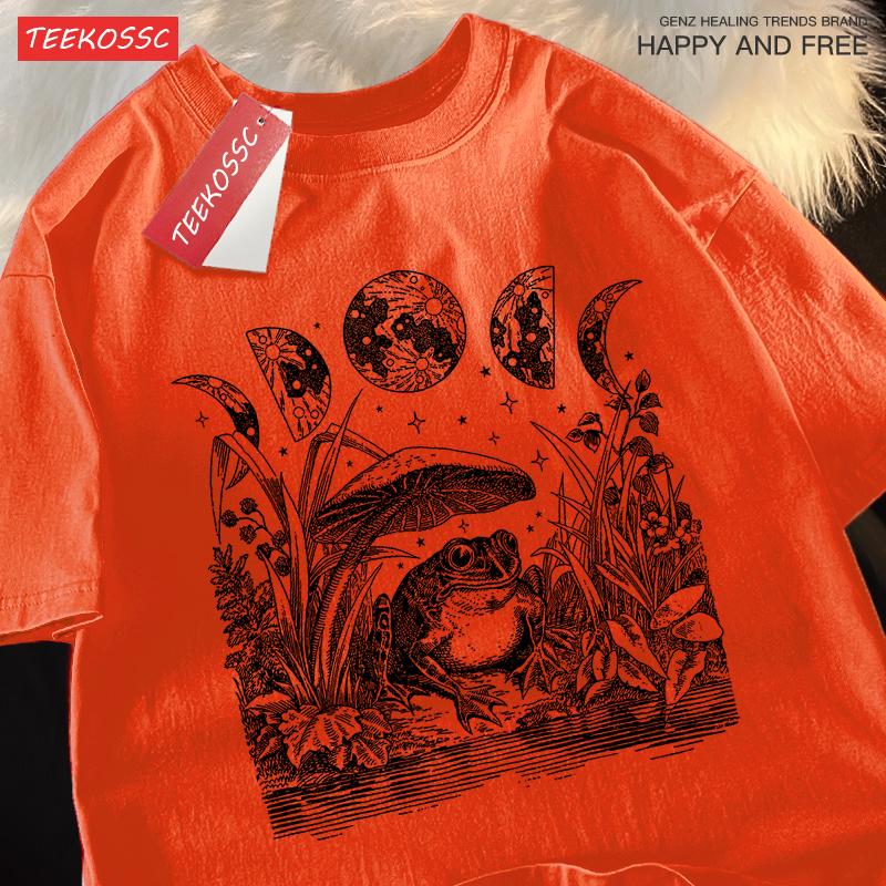 

Милые футболки в эстетике коттеджкора с лягушкой, грибом, луной, ведьмовские, мужские, женские, футболка, одежда, футболка, свободные футболки, хлопок, повседневные топы 4XL