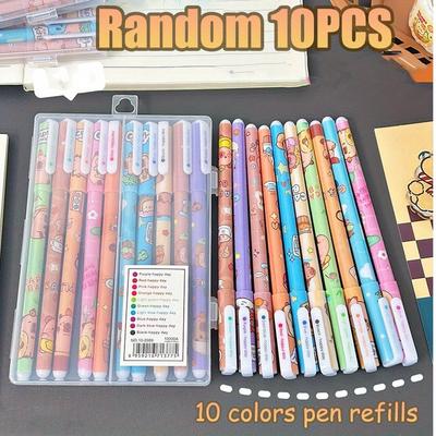 10 PCS Capivara Desenho Animado 10 Cores-Caneta de Tinta 0.38mm Marcadores Neon Glitter Desenho Cartão Verso Escola Feito à Mão Desenho Doodles Anotar em Aula