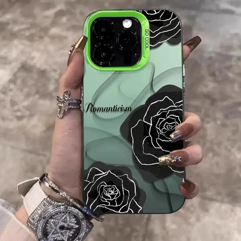 

Luxury Florals Pattern Shockproof Phone Case For iPhone 15 14 13 12 11 Pro Max 7 8 Plus XS XR X Candy Color Flowers Back Cover iPhone XR