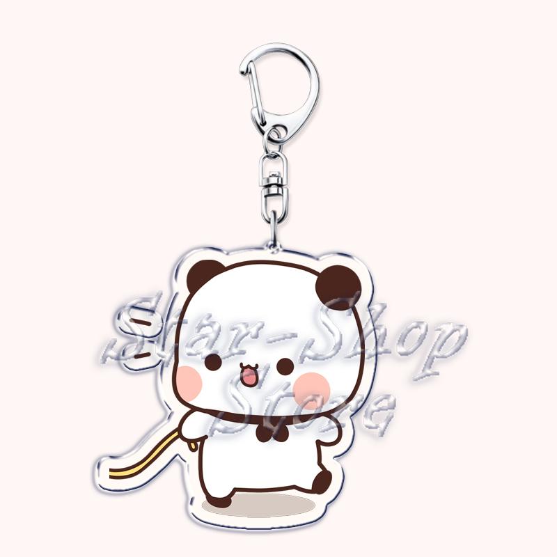 Cute Bubu Love Dudu Yier Keychains Couple Bear Panda Keyrings for Accessories Bag Pendant Key Chain Jewelry Fans Lovers Gifts