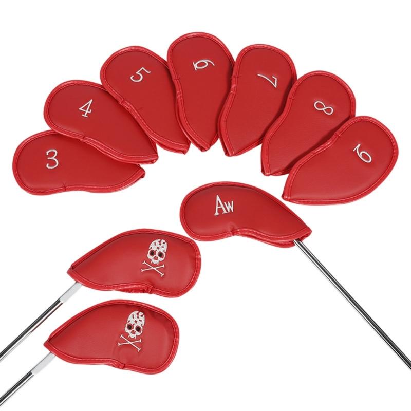 10Pcs Golf Head Cover Color Leather Iron Cover Golf Club Cover with Big Number