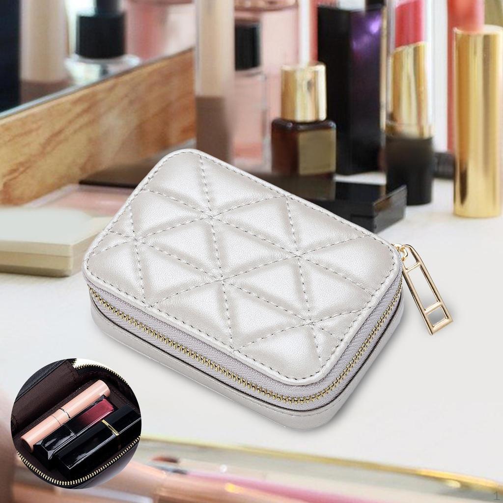 Compact Lipstick Holder with Mirror, Travel Makeup Pouch for Girls and Women