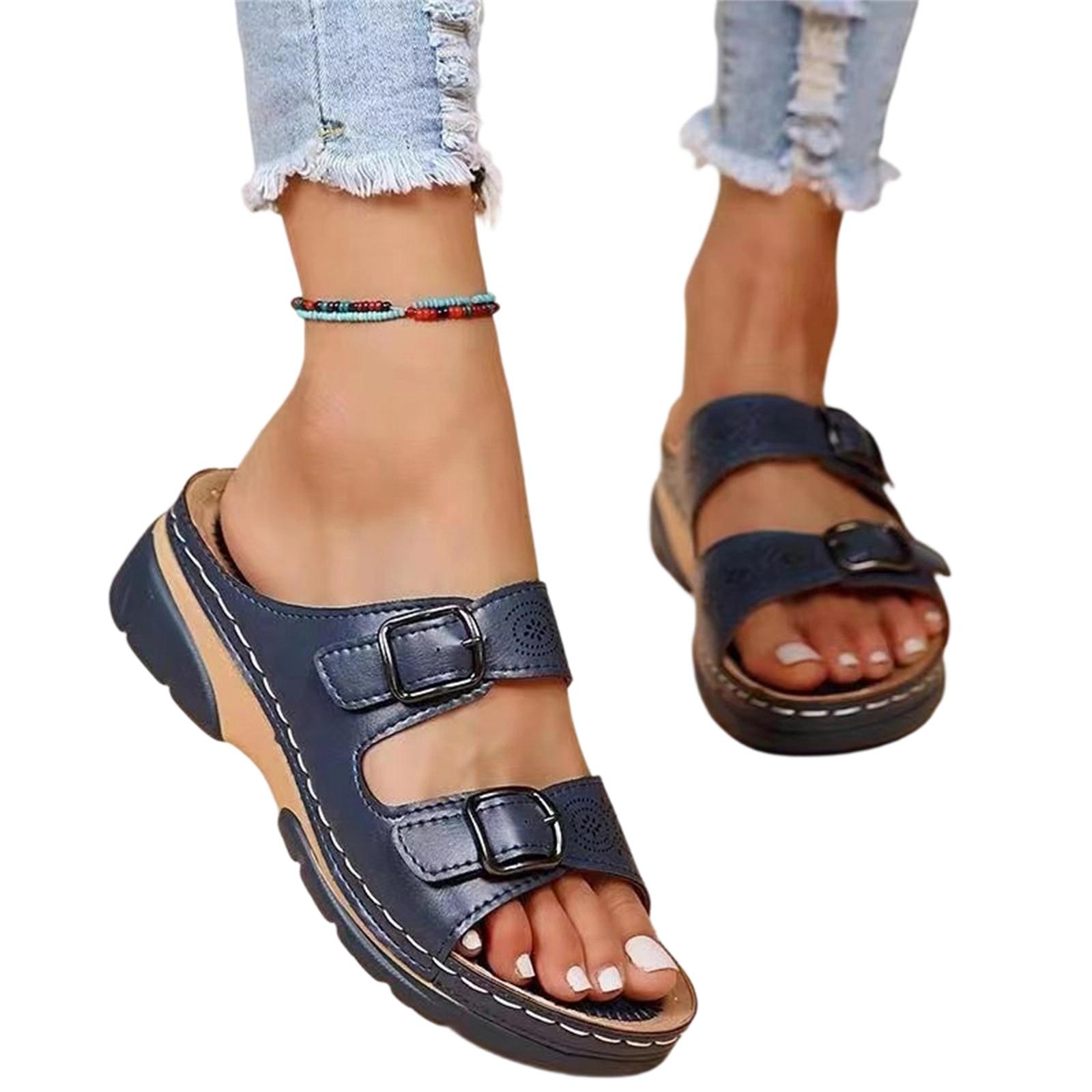 

Women s Fashion Plus-Size Open-Toe Casual Flip-Flops 35 синий
