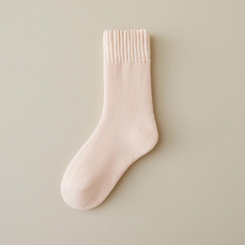 5 Pairs solid Color Hairy Soft Mid Tube Stockings Floor Sleep Socks Women Winter Warm Thicken Snow socks