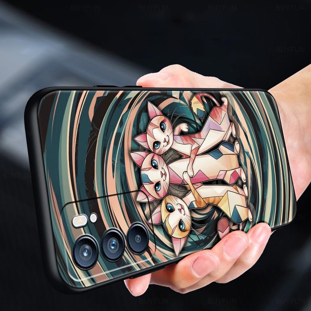 Colorful Cat Design Phone Case For Oppo A17 A31 A54 A57 A78 A79 A98 Find X5 X6 Reno 6 7 8 10 11 12 13 F Pro 5G Soft TPU Cover