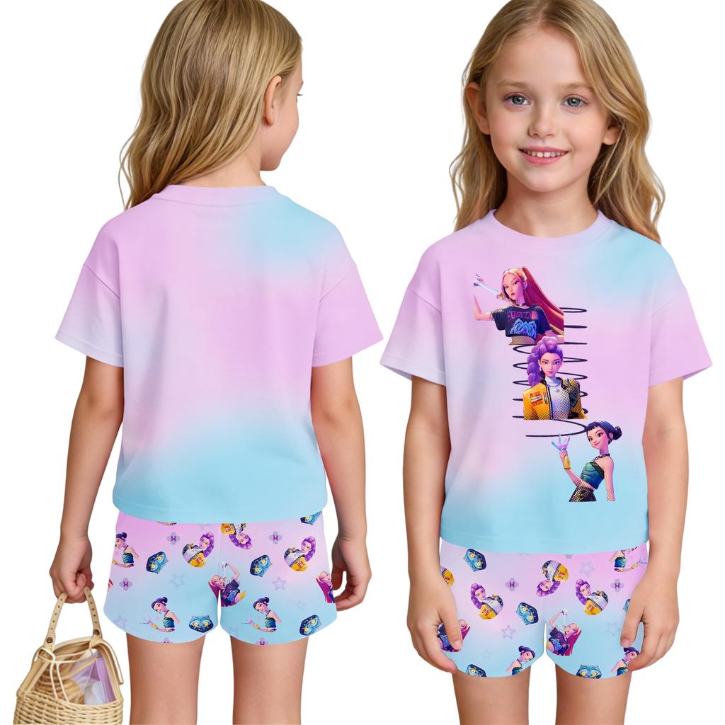 Children's Casual Short Sleeve And Shorts Letter Print Set