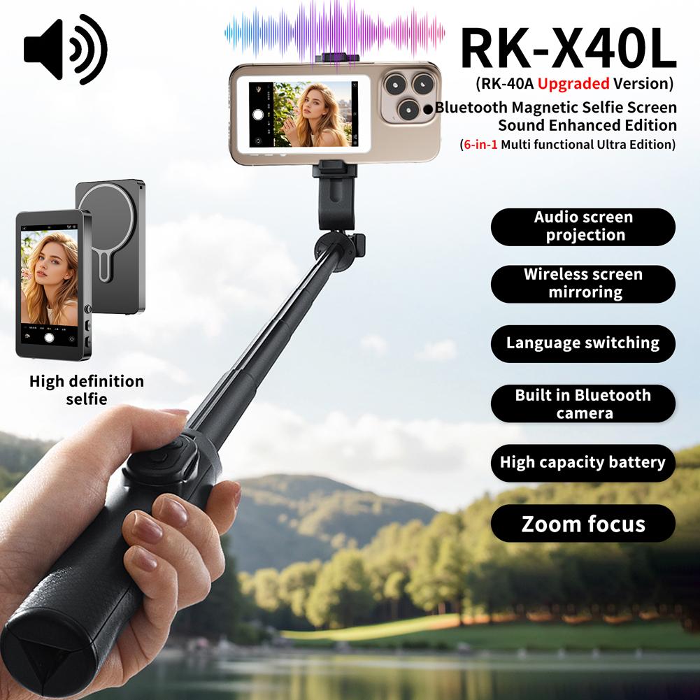 Phone Selfie Monitor Screen Wireless Magnetic Mount Vlog Phone Rear Camera Selfie WiFi Bluetooth Connection for Selfie Live