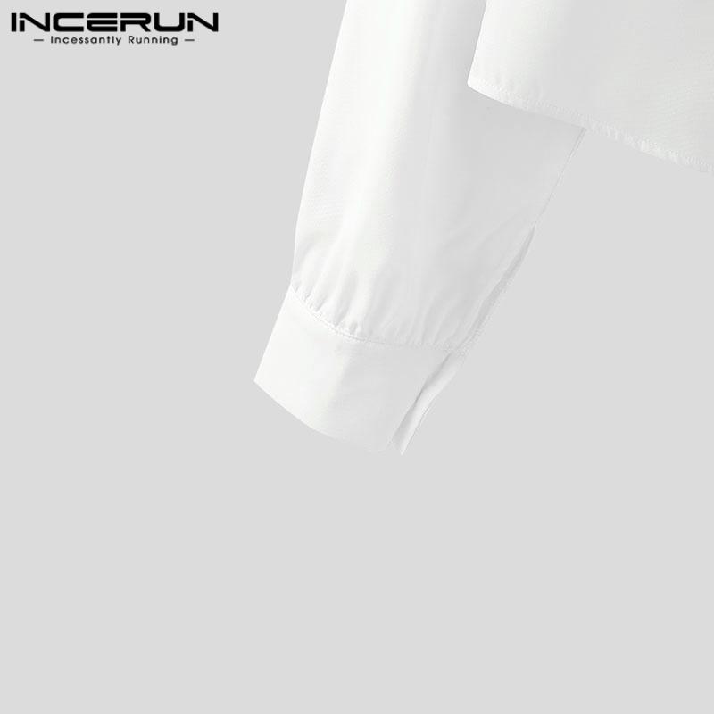 INCERUN Ανδρικά Μπλουζάκια Βαθύ V Όρθιος Λαιμός Μακρυμάνικα Στενή Μέση Καθημερινά Κοντά