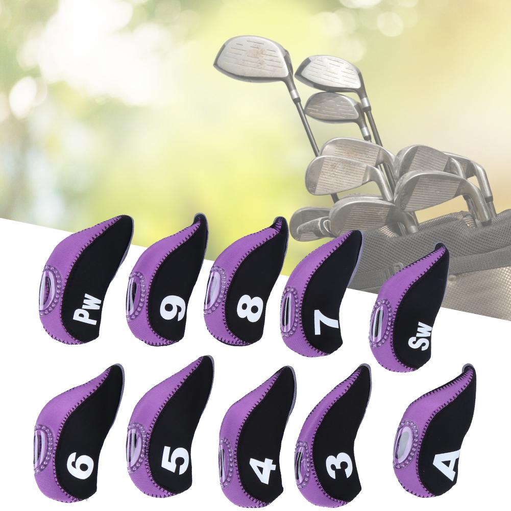 10PCS Neoprene Black Purple Number Convenient Universal Soft Golf Putter Cover Iron Club Headcover