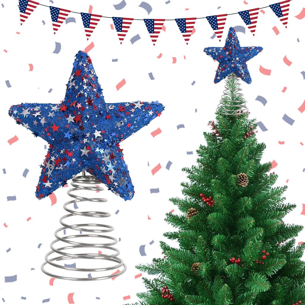 Red, Blue And Sequin Foam  Tree Top Star Decoration Star Spring Star
