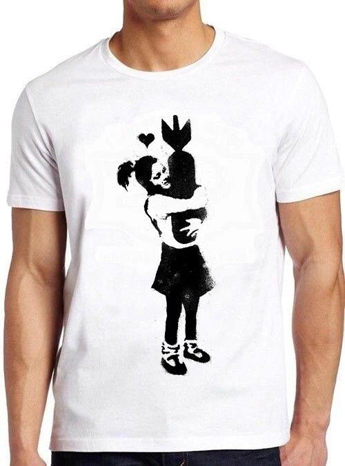 Banksy Girl Hugging Bomb Art Drawing Meme Cool Funny Gift Top Tee T Shirt C1128 L