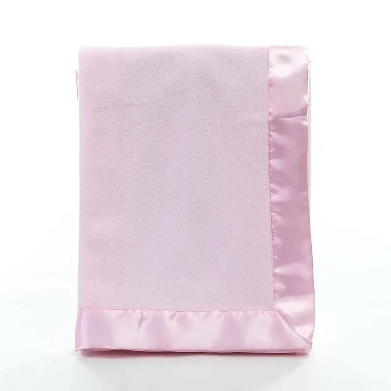 Children's Polar Fleece Solid Color Bound Blanket Satin Hand-bound Baby Blanket Baby Blanket Convenient and Practical