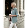 Womens Casual Button Up Long Sleeve Roll Tab Sleeve Shirt