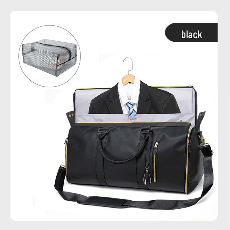 Versatile Women's Folding Travel Suit Bag: Multi-Function PU Storage with Large Capacity & Portability