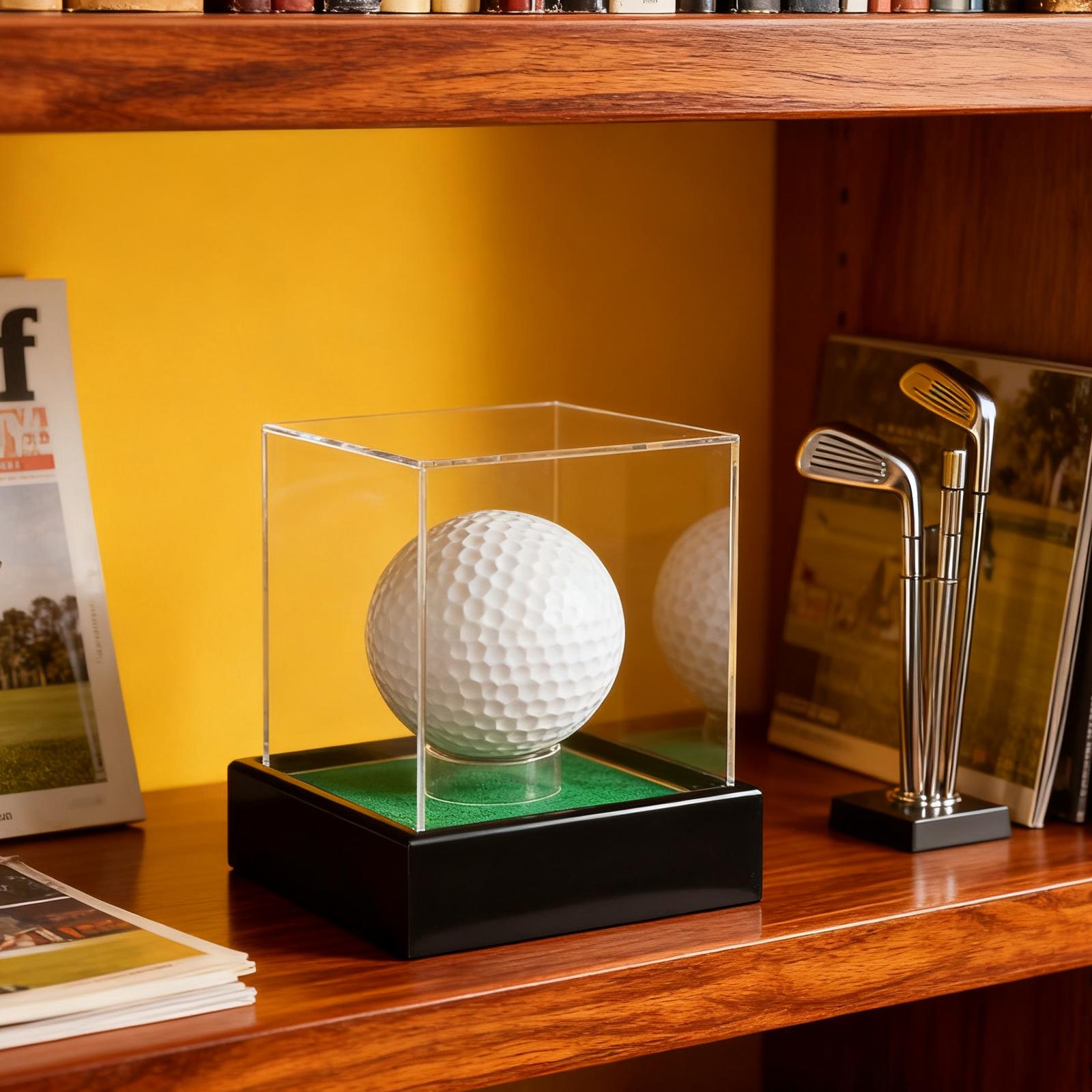 Golf Ball Display Case Memorabilia Stand Protective Transparent Storage Box чистый