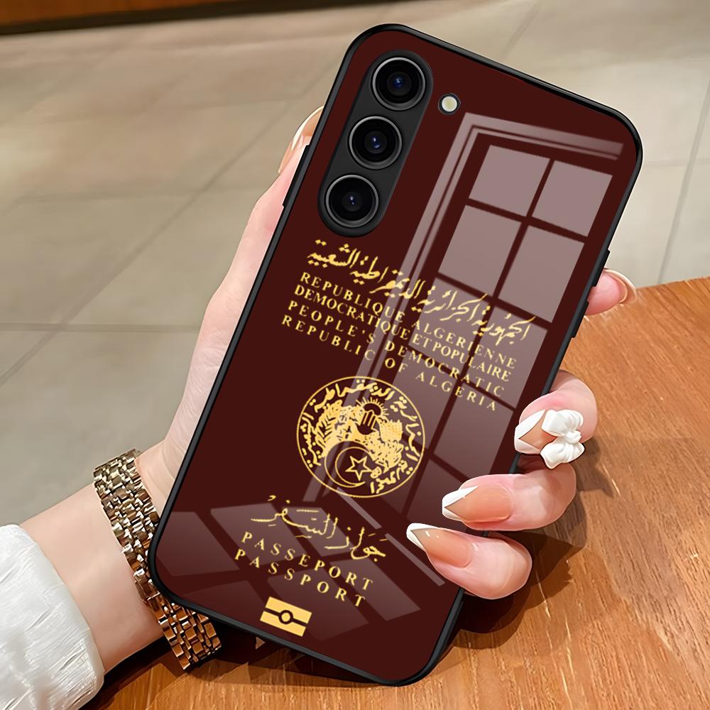 Algeria Passport Phone Case For Samsung S26 S25 Edge Ultra S23 S22 S21 S20 Ultra Plus S24 Fe A54 A53 A25 Glass Cover