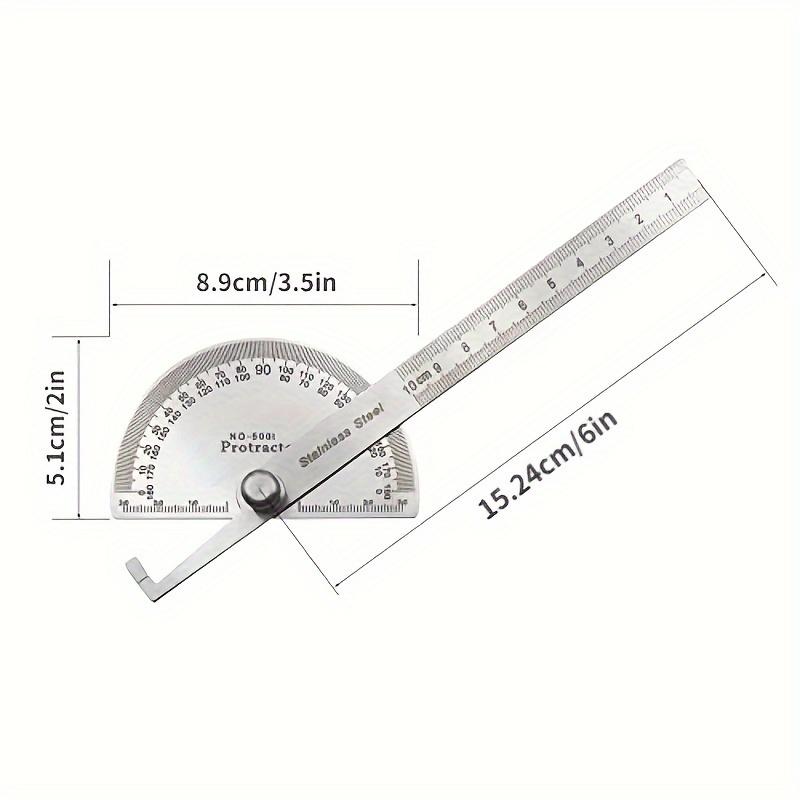 Precision Stainless Steel Angle Protractor - 0-180 Degree Adjustable Ruler, 3.94 Inch Woodworking Measurement Tool with Protective Soolies