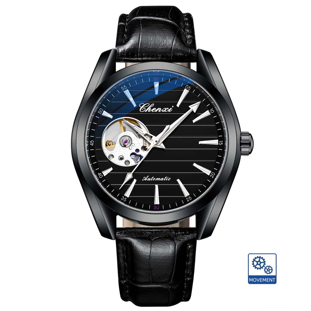 CHENXI Men's Fully Automatic Skeleton Mechanical Watch Water-Resistant Stainless Steel Stylish Mechanical Watch Watches for Man