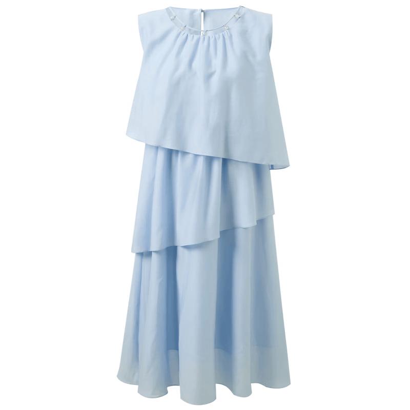 Sancai French Style Acetate Sleeveless Irregular Maxi Dress M