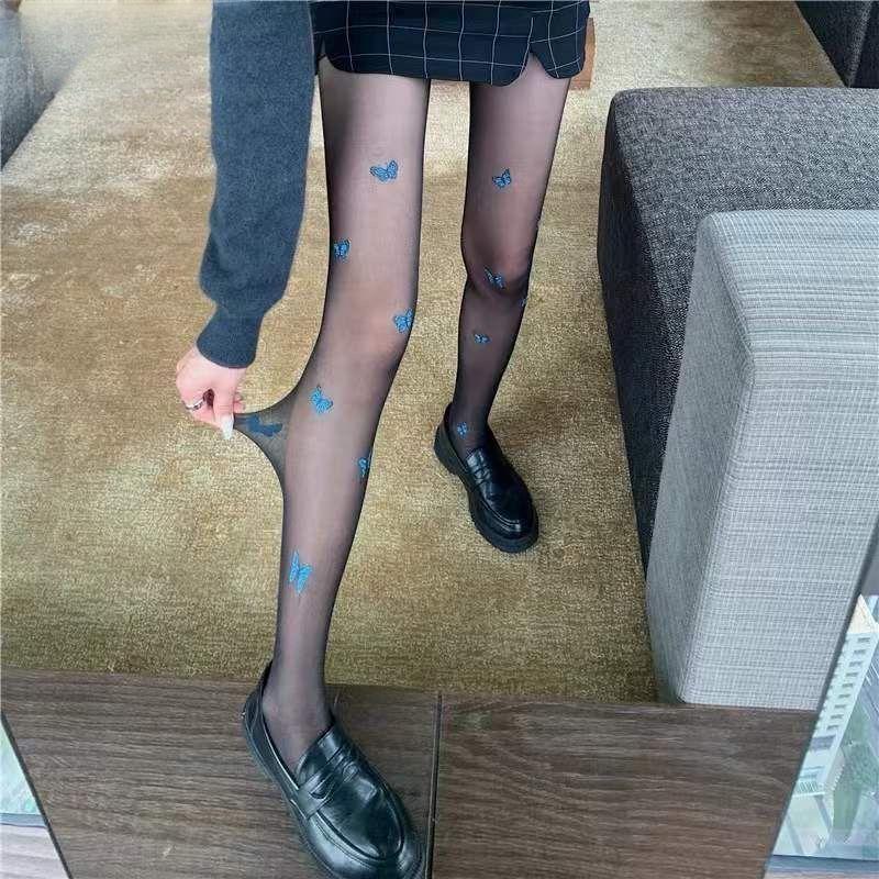 Sexy Tights Pantyhose Floral Print Hollow Out Mesh Fishnet Pantyhose Body Stockings Women Lingerie Hosiery Mesh Nylon Tights