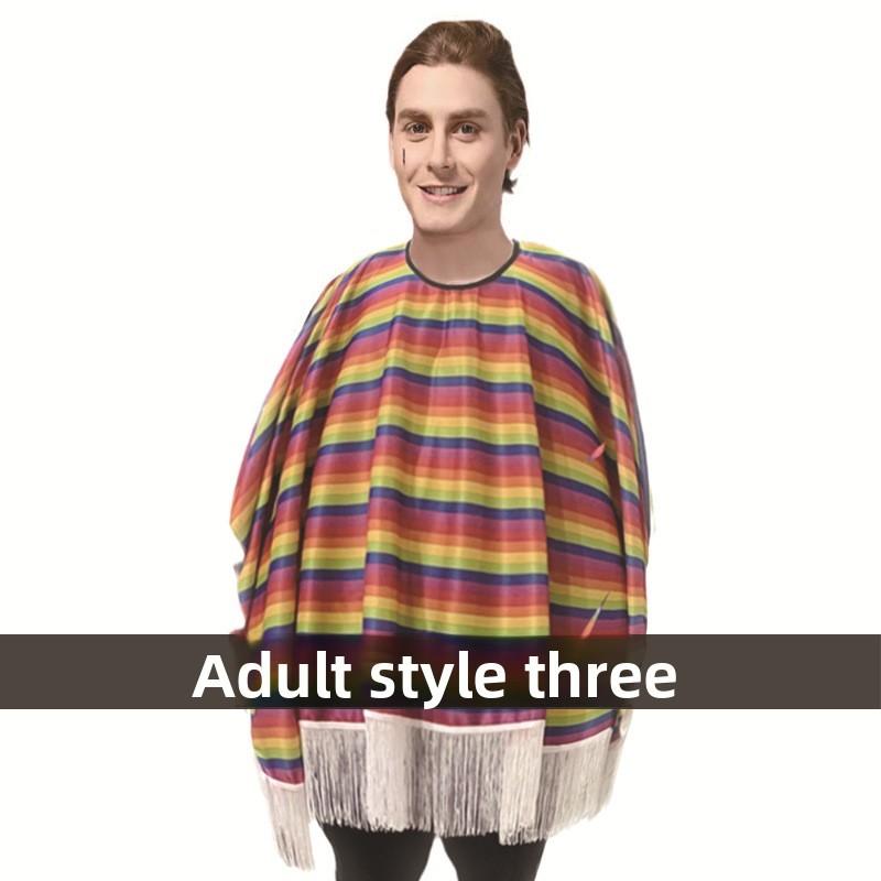 

Mexican Cultural Style Cloak With Organic Cotton For Traditional Party Dress Yellow Pink