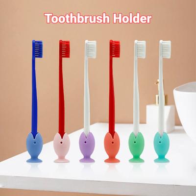 Cute Toothbrush Holder Cartoon Fish Silicone Makeup Brush Holder Pen Bracket Desktop Storage Decoration Tools