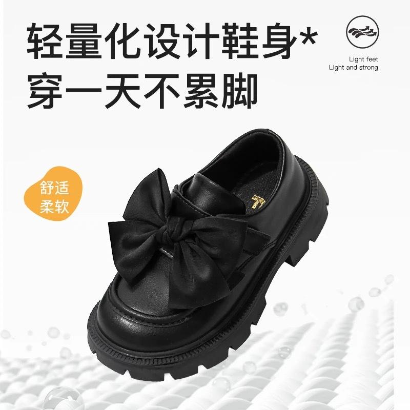 Girls Shoes Genuine Leather Children's Princess Small Leather Shoes 2025 Spring and Autumn New Lightweight Soft Sole British Style Black Single Shoes