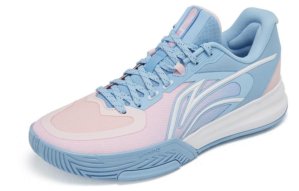 Li Ning Flash 3 Comfortable Cushioning Slip Resistant Abrasion Resistant Low Top Basketball Shoes Men's Blue Pink ABPT083-1