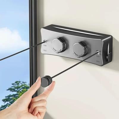 5.1m Retractable Double Line Clothes Hanger Laundry Drying Clothesline Stainless Steel Cloth Rack Wall Mounted Washing Clothes
