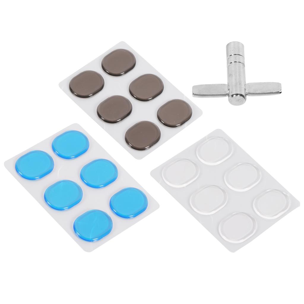 3 Sheets Silicone Mute Pad Drum Kit Soft Dampeners Replacement Sound Damping Mats with T Wrench