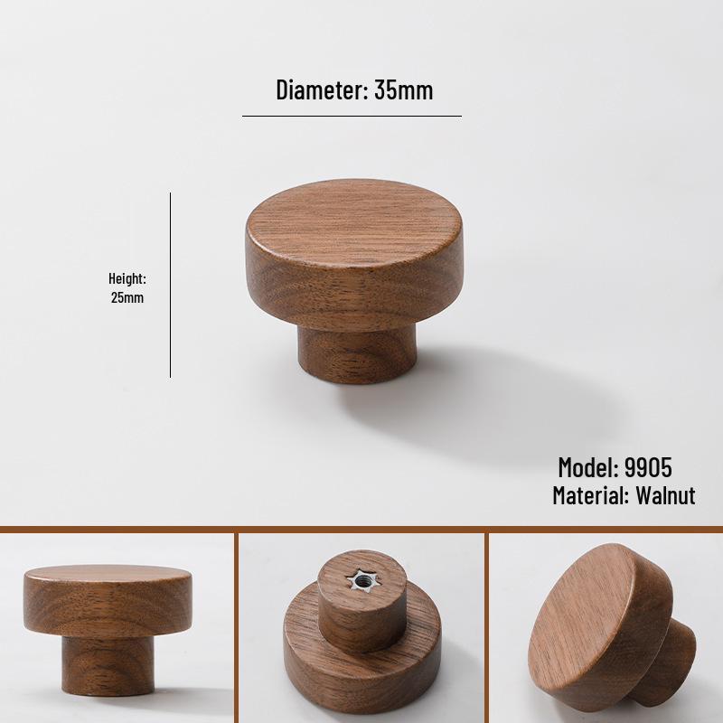 Japanese Minimalist Walnut Handle Solid Wood Cabinet and Wardrobe Drawer Handle