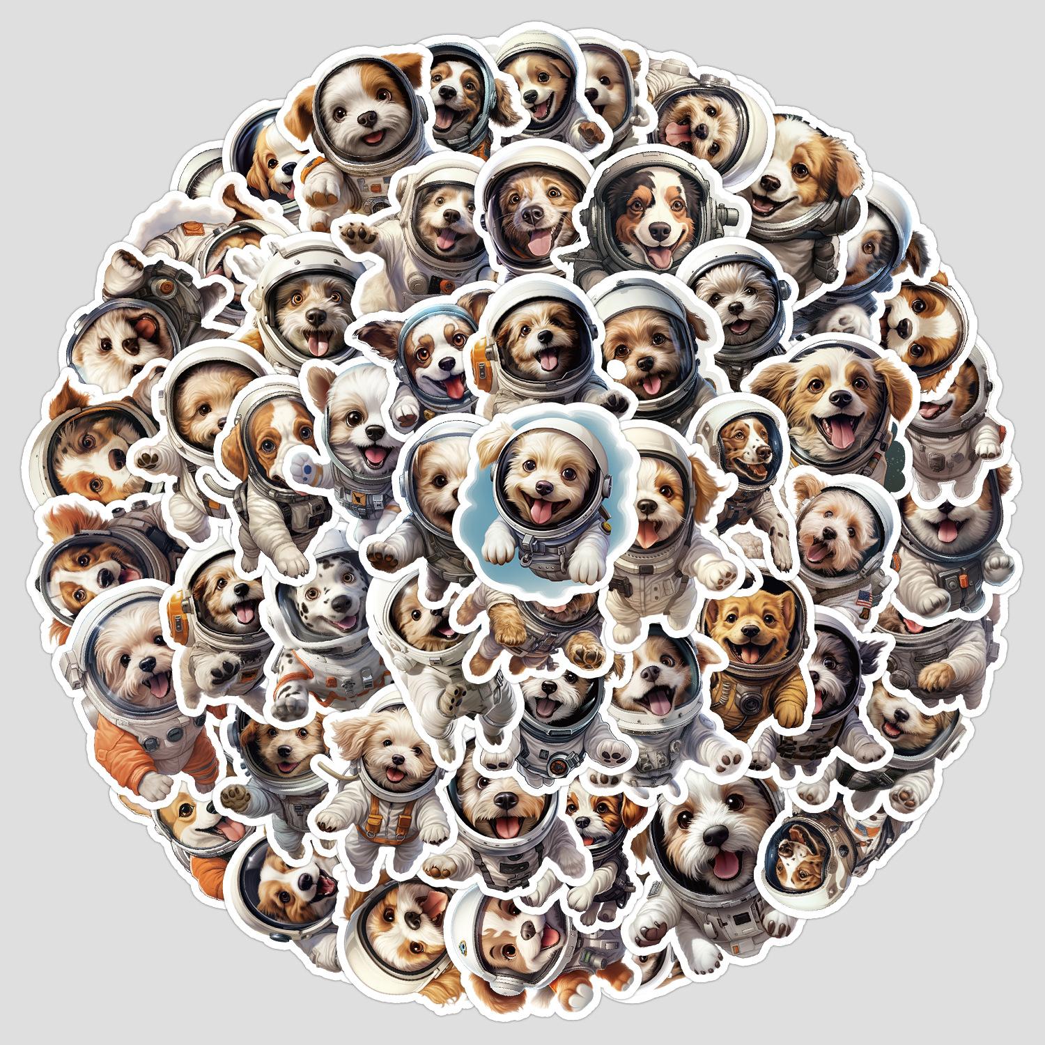 

50 Cute Space Dog Doodle Stickers for DIY Stationery, Water Cups, Luggage, and Waterproof Decorative Stickers