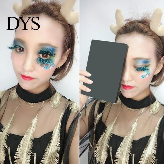 Natural & Dense Fake Lashes 1 Pair 3D Colorful Blue Color Artificial Feather Eyelash Extensions Eyelashes Extension Party Makeup for Halloween Cosplay