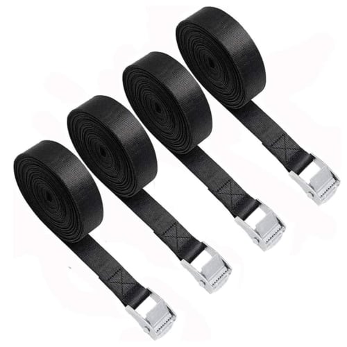 

TS Corp. 3m Cargo Tie-Down Straps, Safety, Multi-Purpose, Fastening Straps, for Tensioning, Packaging, and Earthquake Preparedness, 25mm Wide, Set of