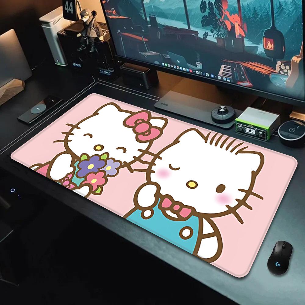 Pink Cartoon Hello Kitty Mousepad HD Printing Computer Gamers Locking Edge Non-slip Mouse Pad XXL90x40cm Keyboard PC Desk Pad