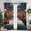 Set Of 2 Flat Printing Merry Christmas Scene Curtains Forest Snow Scenery Polyester Without Electricity Family Curtain